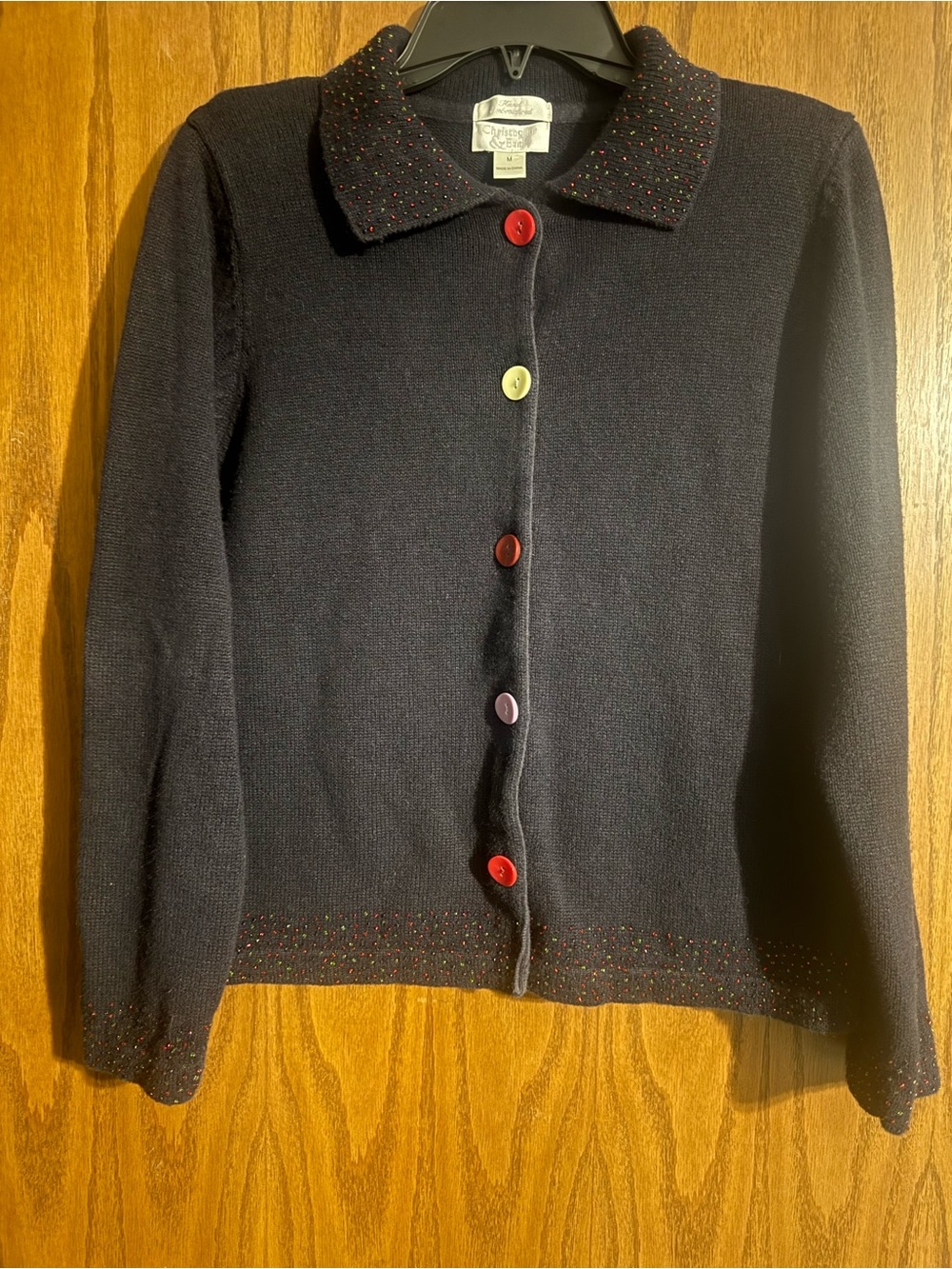 Christopher & Banks Navy Cardigan with Multicolor Buttons